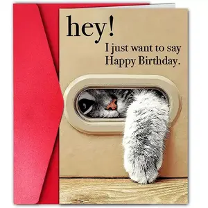 Charming Cat Birthday Greeting Card, Animal Theme Card with Envelope, Suitable for All Ages, Warm Gift for Friends and Family, Custom Message Card