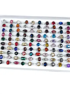 Fashion Punk Random Design Artificial Gemstone Ring, Fashion Jewelry for Party, Daily Clothing Decor, Trendy All-match & Exquisite Jewelry for Birthday Gift