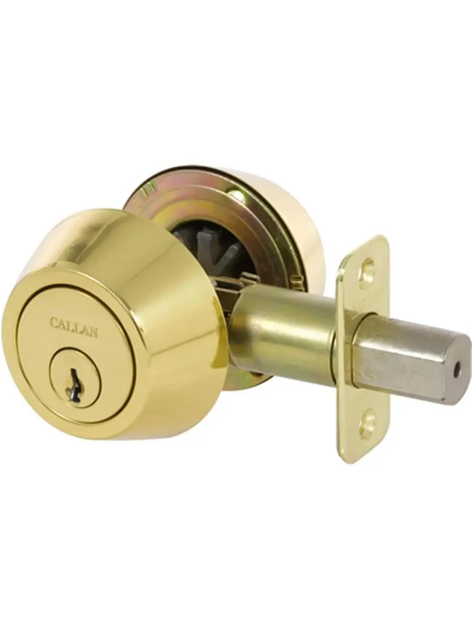 Grade 3 Double Cylinder Deadbolt Set with Cylinder Handle, Bright Brass Double Locking Door Hardware