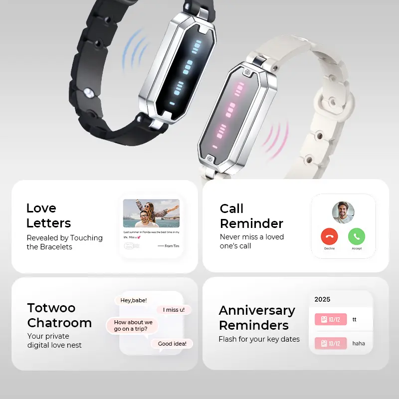 totwoo Morse Love Long Distance Touch Bracelets with Silicone
