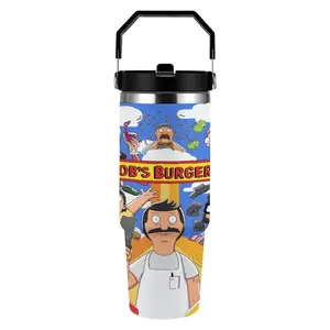 Bob's Burgers Graphic Stainless Steel Insulated Water Bottle - 30 Oz Leak-Proof Large Capacity, Ideal for Gym, Hiking & Travel, Perfect Birthday & Christmas Gift