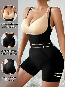 Women's Open Neck Body Shaping Bodysuit with Adjustable Straps, High Waist Slimming Butt Lifter, All Seasons Casual Shapewear Underwear, High Waisted Shapers