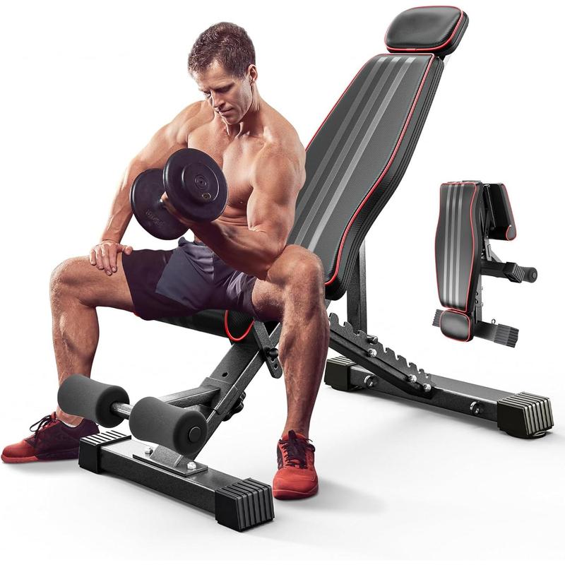 Multi-Function 6 in 1 Weight Bench Set - Leg Press, Preacher Curl Rack, Adjustable Workout Bench & Squat Rack for Full Body Exercise, Fitness Strength Training for Home Gym