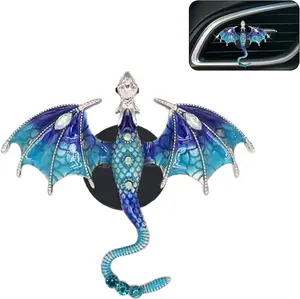 Bling Dragon  Air Freshener Vent Clip,1pc Rhinestone Blue Dragon  Decor,Cute Air Vent Clip Dashboard Decoration Accessory,Refillable  Diffuser