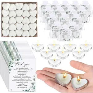 Threlaco Wedding Favors for Guests Bulk Mini Heart Shaped Candles Wedding Party Favors for Guests with Thank You Cards and Organza Bags Bridal Shower Party Souvenir Candle Gifts(100 Sets)