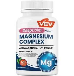 VEV DeepCalm 15-in-1 Magnesium Complex for Women & Men, Magnesium Supplement, Sleep, Glycinate & Citrate Vegan Capsules with Ashwagandha & L-Theanine, 120 Count