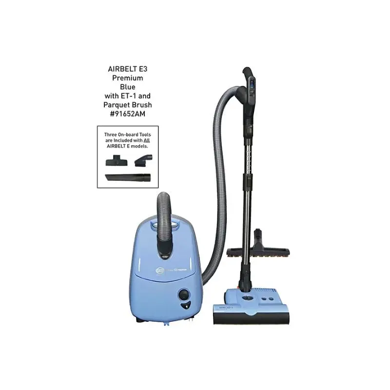 SEBO AIRBELT E3 Premium Dual Control Handle Canister Vacuum Cleaner Pastel Blue