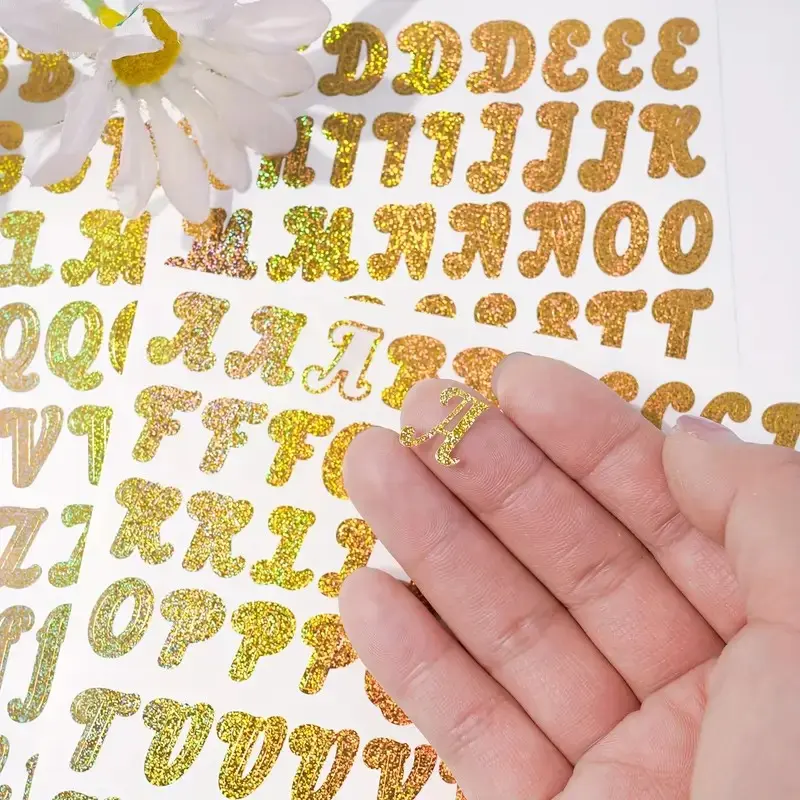 600 Vinyl Letter Stickers (3 Sheets), Small Size, 1/2 Inch Fluorescent Letters, Self-Adhesive Waterproof Numbers, DIY Crafts Supplies, Adhesive Vinyl Decal, Alphabet Stickers