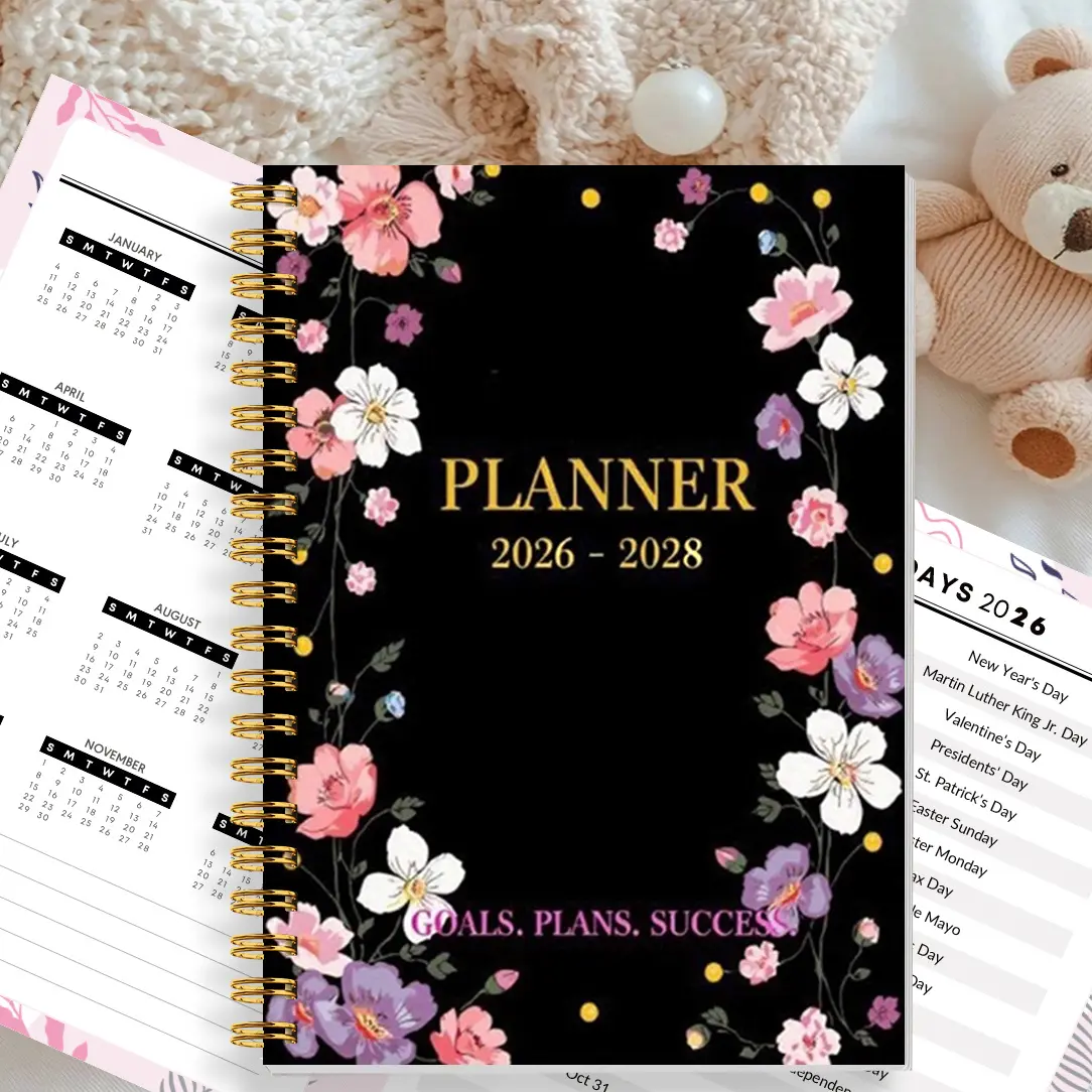 2026-2028 3-Year Calendar Notebook: Incorporates 3 Types of Monthly Schedule Goal Trackers, Home Affairs Organizer; Features Annual Overview, Monthly Calendar View, To-Do Lists, Important Items Record