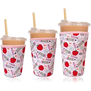 Reusable Insulated Neoprene Iced Coffee Cup Sleeve Durable Drink Sleeve for Cold Beverages Beverage Holder for Iced Coffee