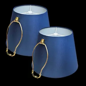 Set of 2 Royal Blue Empire Lamp Shades with Two 8" Lamp Harps