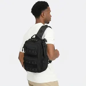 1pc Waterproof Men's Sling Bag, Spacious Crossbody Chest Pack with Anti-theft Lock, Outdoor Travel Utility Shoulder Bag, Durable Commuter Pack