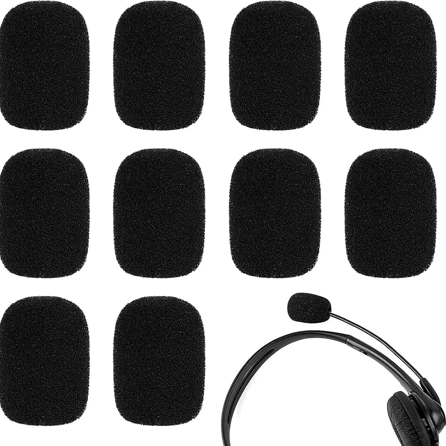 10-Pack Mini Lavalier Microphone Windscreen Sponge Covers, High-Density Microphone Earpiece Coils, Noise Reduction, Compact, Audio, Recording