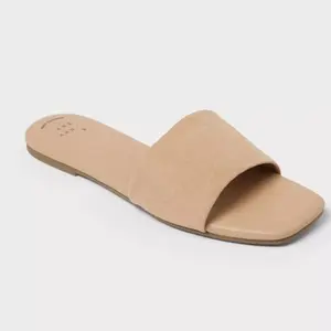 Women’s Maren Sandals Taupe Memory Foam Insole Slip-On Wide Strap Open Toe Casual Comfort Sandals Size 10
