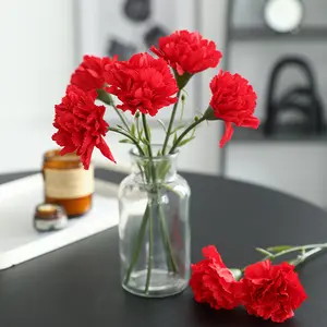 Mini Artificial Carnation Stem | Fake Flower Bouquet for Mother's Day & Teacher Appreciation | Real Touch Small Single Stem | Home Table Decor, Wedding Centerpieces, Gift for Mom Grandma | No-Wilt Long-Lasting Floral Arrangement for Desk, Shelf, Party
