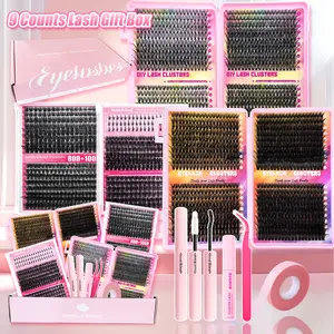 DIY False Eyelash Extension Kit Diy Eyelash Extensions 1 Set Mixed Style Natural Thick False Eyelashes with Glue, Tweezers, Remover & Tape. Soft Lashes Clusters Kit for Eye Makeip Products for Women DIY at Home, Daily Life, Holidays, Parties