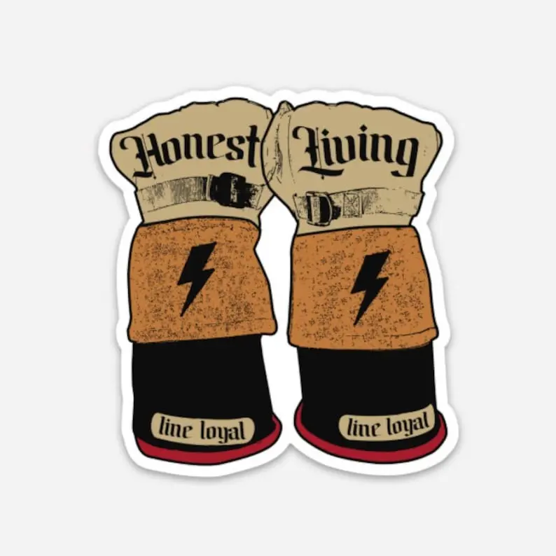 Generic Brand Gloves are On Sticker - Lineman Gift, 100% Durable Vinyl, 3M Glue for Lasting Decor, Available in Various Sizes