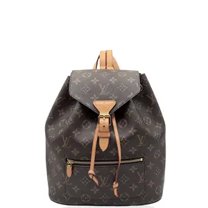 Pre-owned Louis Vuitton Leather Backpacks Montsouris Backpack PM Monogram Brown (ag040826a1)