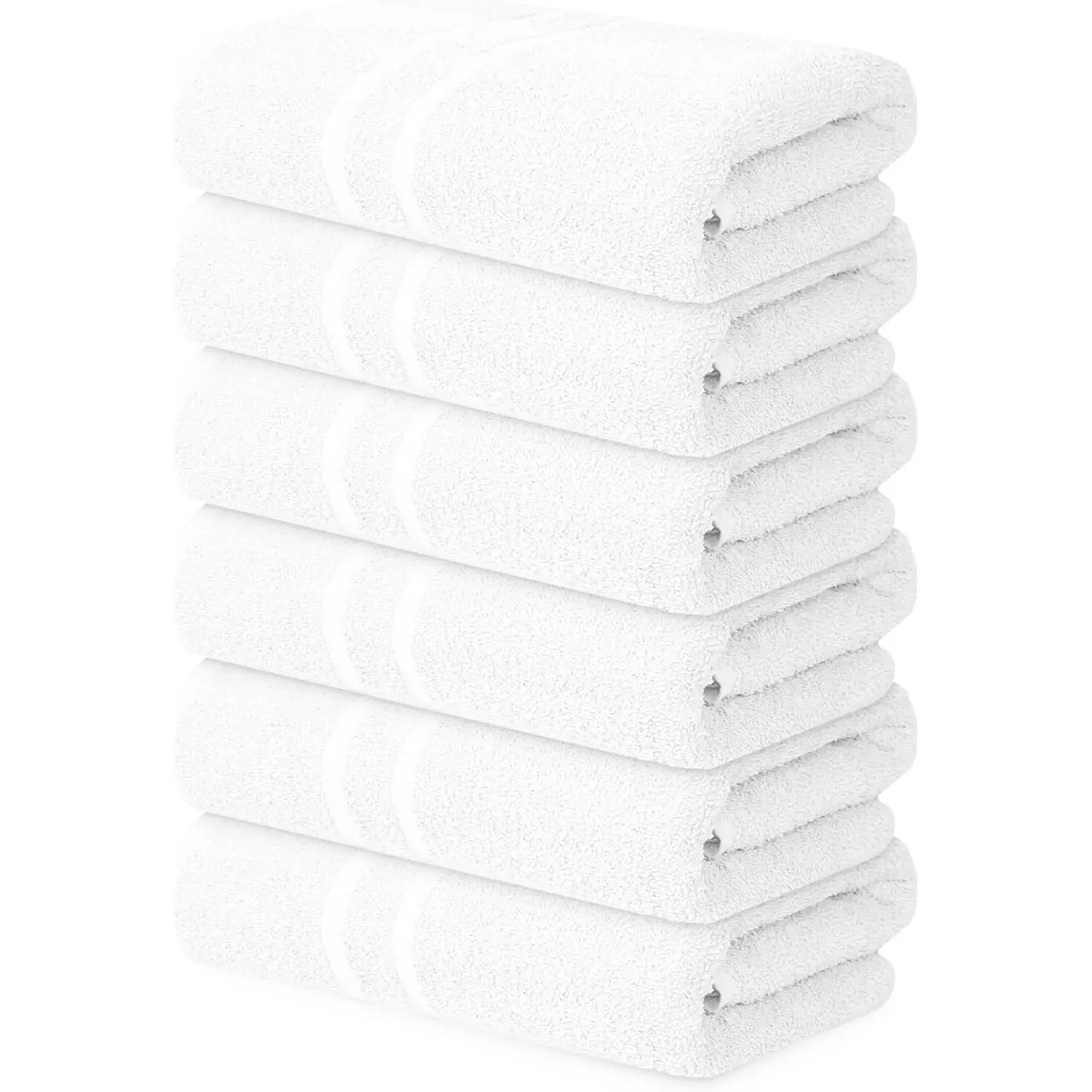 Cotton Medium Bath Towels (24x48 in) - 6-Pack White, Soft & Absorbent Multipurpose Towels for Bathroom, Cleaning, Clinics, Synthetic Blend Home Bathroom Supplies, 24X48 Inch Pack Of 6, Low-Maintenance