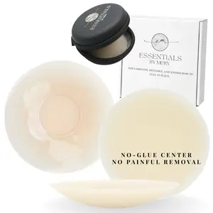 Caramel Crush –Seamless No Show Covers (2 Pairs, 1 Pouch) – No Glue Center, Invisible Sticky Bra Alternative, Smooth Coverage Under Clothes, Water Resistant, 60+ Wears, Women Nipple Covers