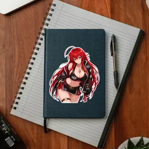 Rias Anime Girl 250th U.S. Vinyl Sticker, Red Hair Patriotic Waifu Decal, Waterproof Anime Sticker for Laptop Tumbler Decor