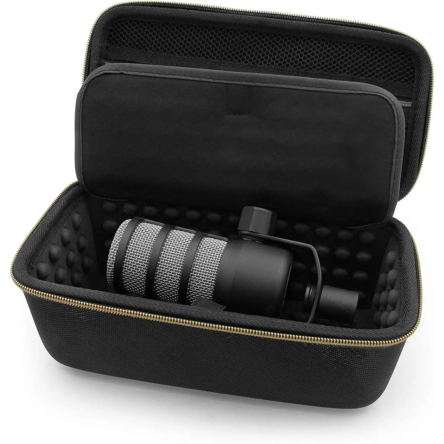 CASEMATIX Travel Case Compatible with Rode PodMic Dynamic Microphone Shure MV7 XLR & Other Cardioid Condenser Microphones with Hard Shell Protection & Padded Interior for Secure Transport