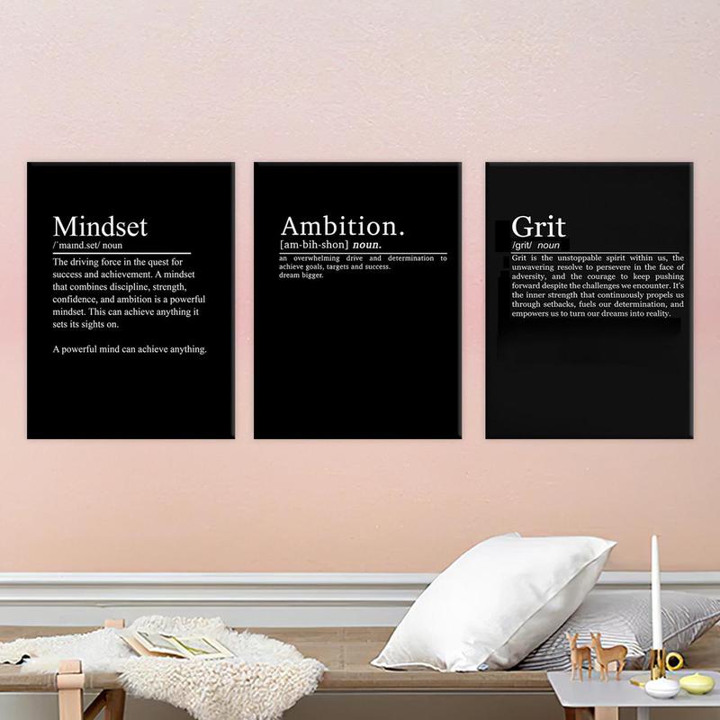 Wooden Framed Canvas Painting, 3 Counts/set Modern Art Inspirational Wall Art, Wall Decor for Home Living Room Bedroom Office