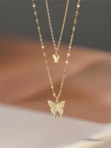 Butterfly Design Pendant Necklace, Fashion Jewelry for Party, Daily Clothing Decor, Trendy All-match & Exquisite Jewelry for Birthday Gift