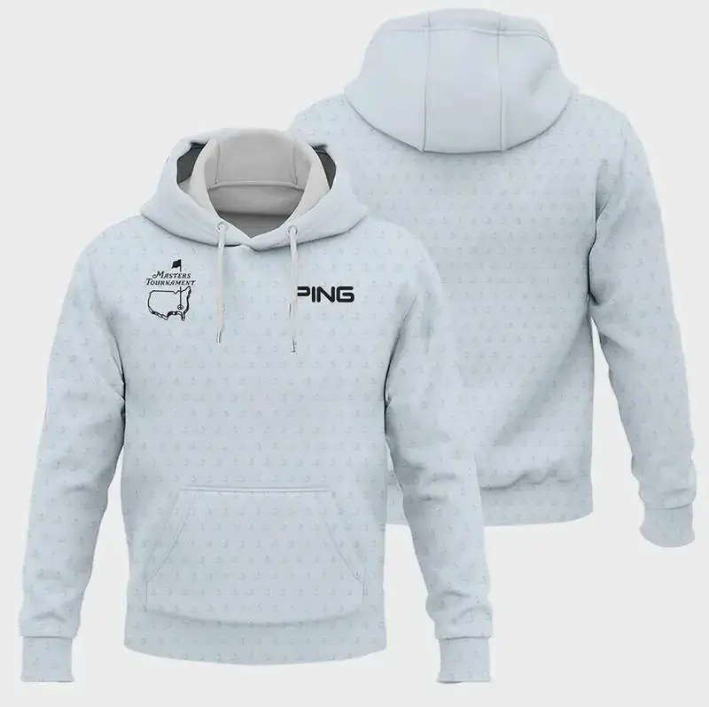 Pattern Masters Tournament Ping Hoodie Shirt in White Light Blue - Logo Design for Golf Enthusiasts