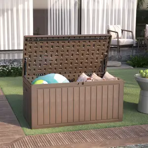 Yitahome 90 Gallon Resin Outdoor Storage Box, XXL Double-Wall Waterproof Deck Box, Doubles as Table or Seating, with 450 lbs Capacity, Lockable