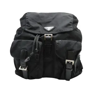 Pre-owned PRADA Nylon Backpacks Re and Saffiano Small Backpack In Black