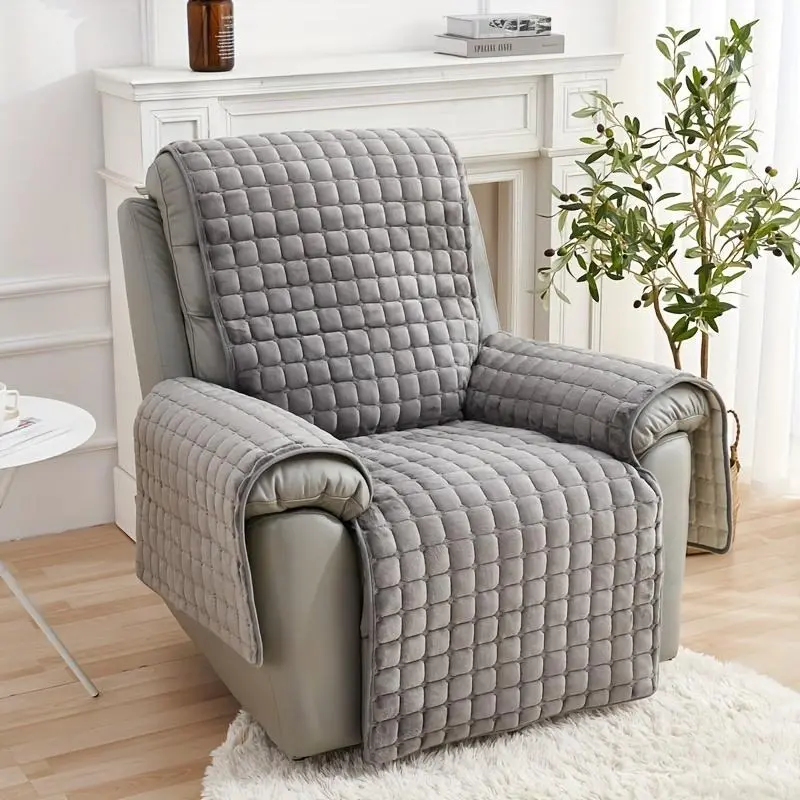 1pc Velvet Recliner Chair Cover, Non-slip Recliner Slipcover Sofa Cover, Plush Recliner Cover, For Living Room Office Home Decor