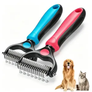 Stainless Steel Double-Sided Pet Detangling Comb - 1/2 PCS Dog & Cat Grooming Shedding Brush, Fur Removal Tool, Grooming Accessories with Optimal Blade Spacing for Matting Reduction fathersdaygift