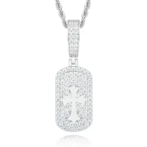 【#P647】Mother's Day gift  Cross Tag Pendant UCCIYO S925 Sterling Silver Synthetic Moissanite Pendant Necklace for Women Men Hip Hop Jewelry Gift