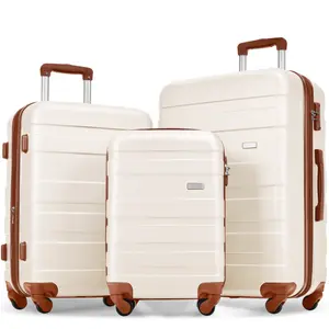 New expandable ABS hard shell 3-piece set for customs clearance luggage with a lightweight and durable hard surface luggage cover, equipped with TSA lock rotating wheel luggage 20 '' 24 '' 28 '', super efficient storage space, smooth wheels