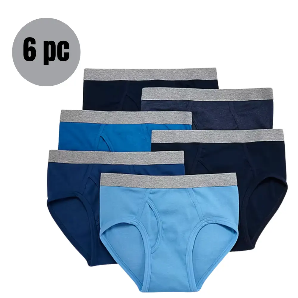Stafford Low-Rise Briefs for Men 6-pack 100% Cotton, 100 Percent Cotton Underwear, Male Breathable Panties Bulk, Comfortable Blue  Underpants, Soft Mens Underwear Set , Underwear For Men Pack, Best Rated Mens Briefs, Menswear Classic Small Medium Big Fabr