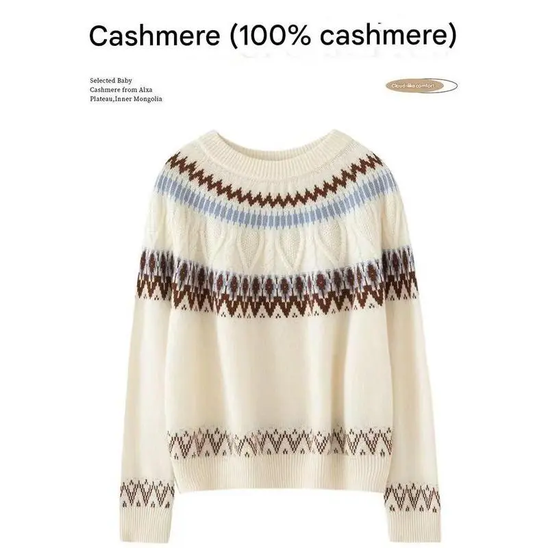 Jacquard Turtleneck Thickened Lambswool Knitwear European and American Style Luxury Warm Pure Lambswool