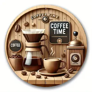 [Vintage Coffee Art] Rustic 1pc Vintage Coffee Time Decorative Wall Art |   8x8 Inch Aluminum Metal Sign with French Press, Espresso Machine & Coffee Beans Design, Durable Home Gift, Coffee Bar Accessories for Coffee Lovers Wall decoration iron painting