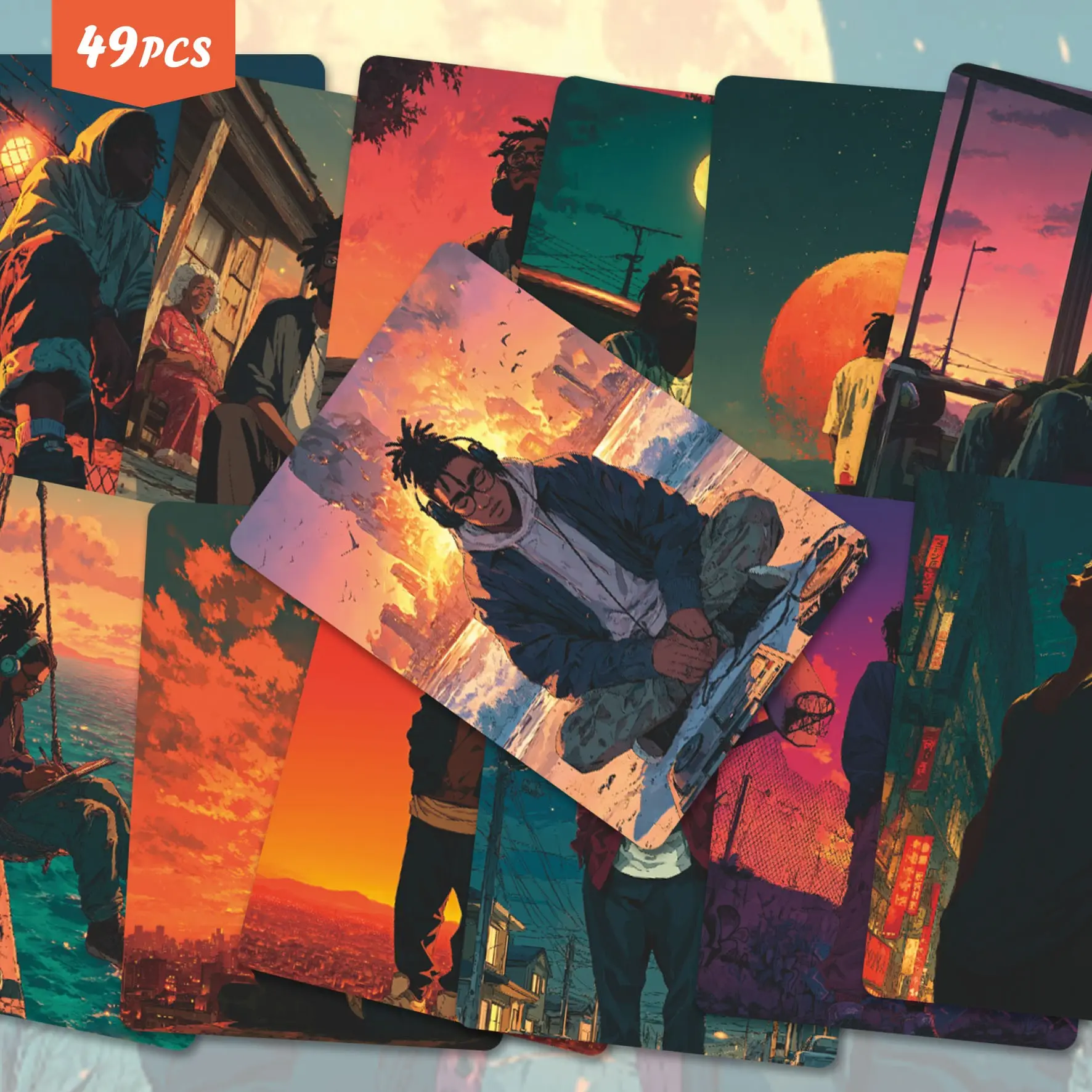 49pcs Artistic Hip-Hop Trendy Stickers Pack | Stylish Vinyl Decals with Colorful Urban Character & Scene Graphics | for Phone, Luggage & Decor | for Trend Fans & Creative Vibe Enthusiasts