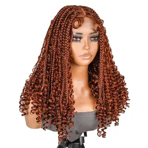 SuperNova #350 16" Bohemian Box Braided Full Lace Wig - Premium Synthetic Fiber, Wavy, Lightweight & Comfortable, Perfect for Any Occasion FallFreshness