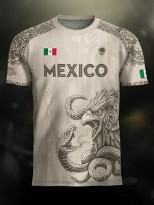 Mexico Aztec Eagle Heritage Soccer Jersey, All over Print, Fitted Casual Style for All Seasons, Unique Animal and Tribal Design, Soccer Tee