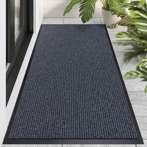 3'x5' Indoor Outdoor Heavy Duty Door mat, Welcome Front Door Mat for Home Entrance, Super Water Absorbent Large Commercial Floor Mats, Non Slip Rubber  Entryway Rugs for Garage (Grey)