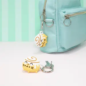 Pusheen The Cat AirTag Cases - Carabiner Clip Included, Cute Silicone Protective Cover Figure Type, Character Case