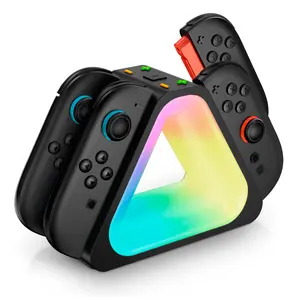 i-Blason Charging Dock for Nintendo Switch 2 Joycon Controller, [7 Adjustable RGB Lighting] [Magnetic Design] 4 in 1 Fast Charger Station for Switch 2 Joycon with LED Indication & Type-C Charger Cable Gaming Items Game Peripherals
