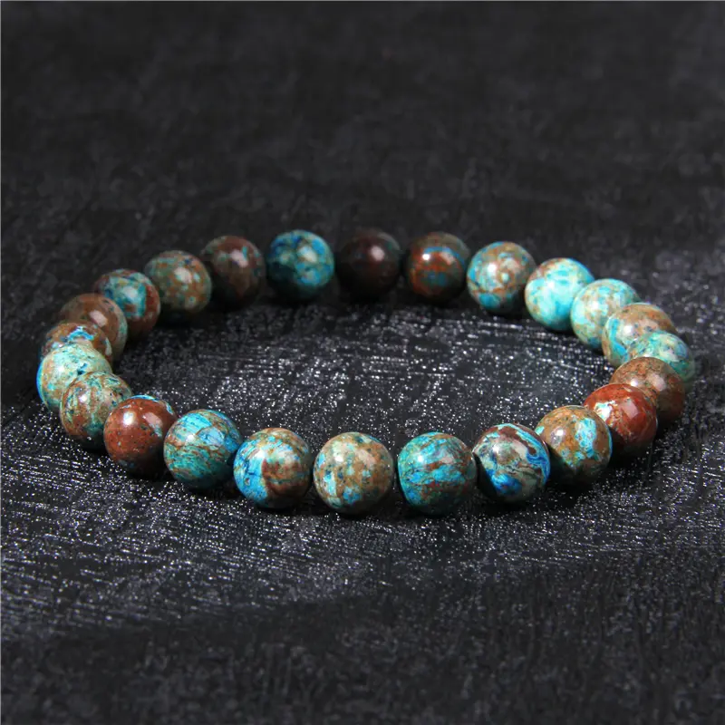 Natural Blue Sea Sediment Jasper Stone Bracelet Blue Jasper Stone Stretch Bracelet Healing Spiritual Meditation Bracelet Anxiety Stress Relief