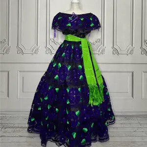 Traditional Chiapas de Corzo Dress - Adult - Purple