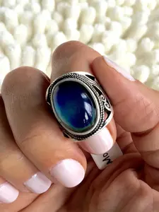 Vintage Oval Shaped Artificial Gemstone Decorated Ring, Fashion Accessories for Women, Trendy All-match & Exquisite Jewelry for Birthday Gift