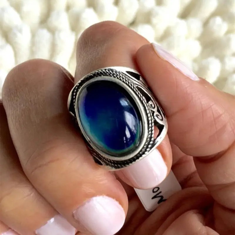 Vintage Oval Shaped Artificial Gemstone Decorated Ring, Fashion Accessories for Women, Trendy All-match & Exquisite Fashionable Jewelry for Birthday Gift