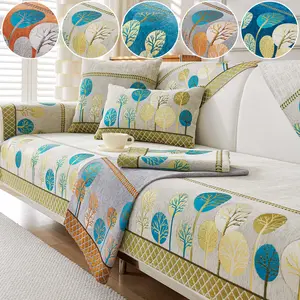 Geometric Embroidered Sofa Cover, Soft Protective Case for Bedroom Office Living Room, Stylish Furniture Protector, 1 Piece