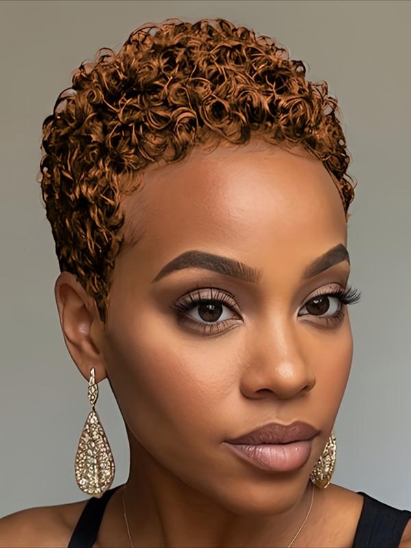 Pixie Cut Curly Wave Human Hair Wig for Women Natural Wavy Wig Full Machine Made Wig 150% Density Pixie Cut Curly Wave Human Hair Wig for Women Natural Wavy Wig Full Machine Made Wig 150% Density